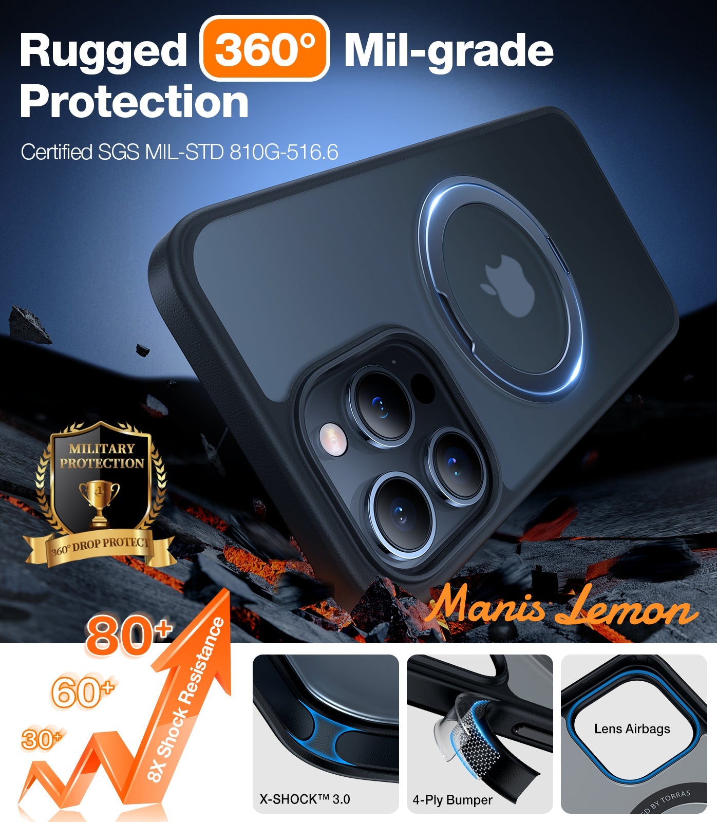 iPhone 15 Pro Max Ostand R Magsafe Case with 360° Rotated Stand