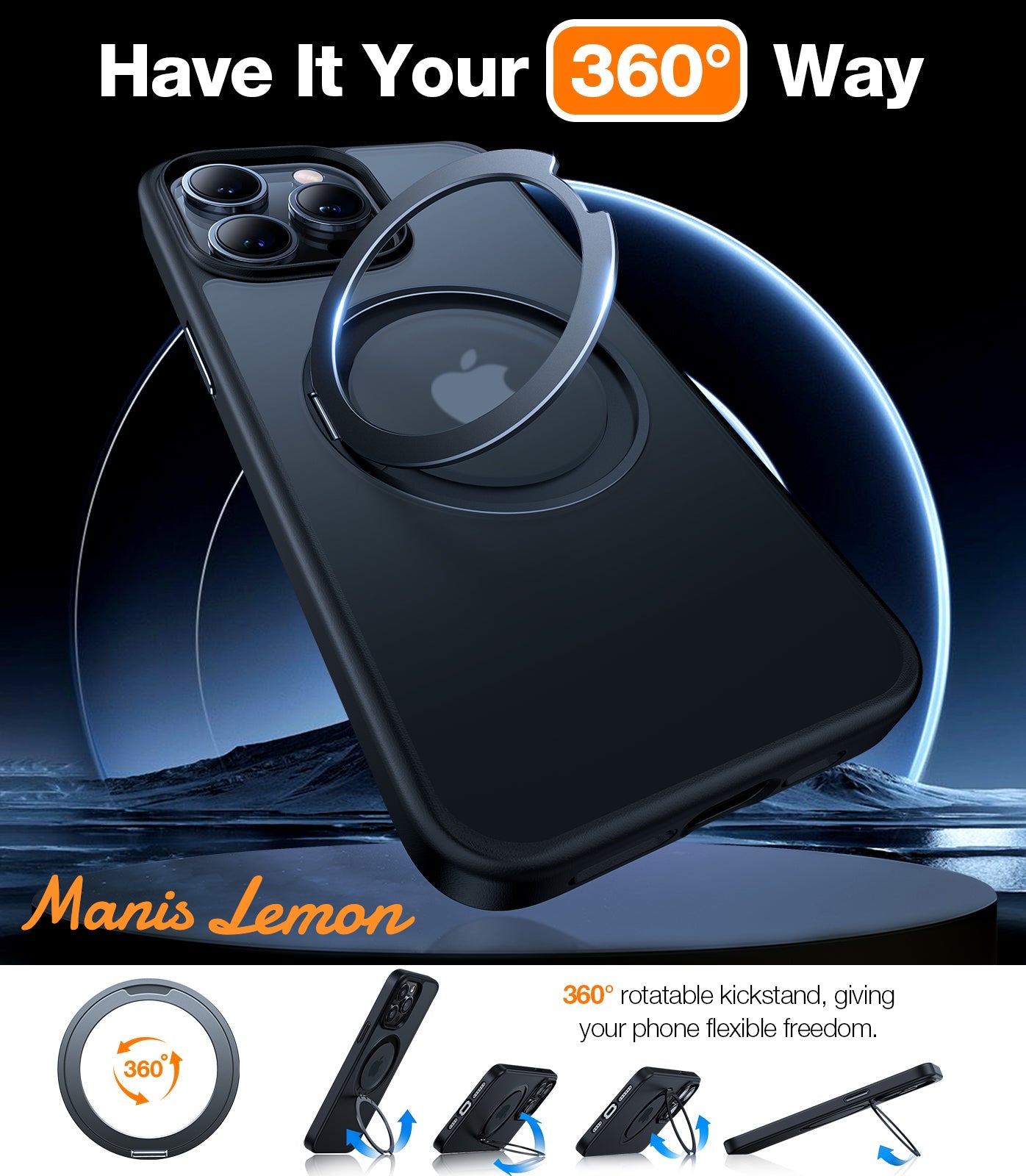 iPhone 15 Pro Max Ostand R Magsafe Case with 360° Rotated Stand