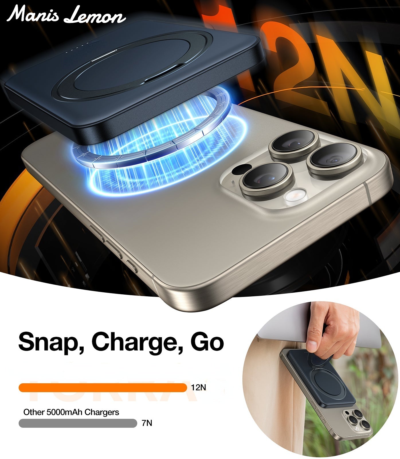 Magsafe Wireless Portable Charger with 360° Rotatable Stand